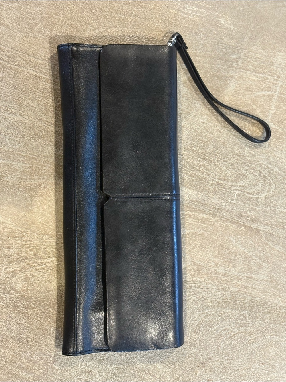 Black Leather Wristlet Clutch for Men - Sleek Travel Wallet